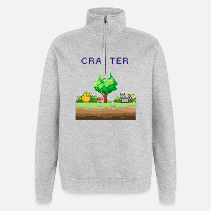 Pixel Crafter Waldabenteuer - Quarter-Zip-Sweatshirt - Grau meliert