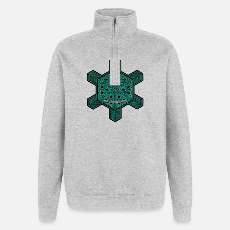 Expérience d’évolution fractale Yoga Méditation Goa - Sweat à zip 1/4 - gris chiné