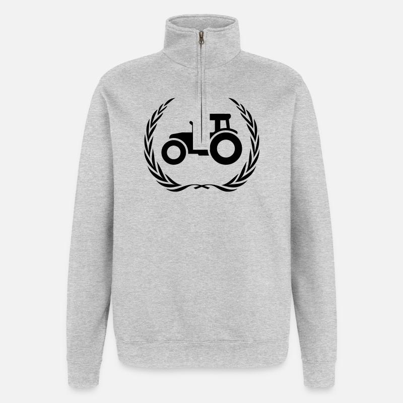 Traktor Symbol Farmer - Quarter-Zip-Sweatshirt - Grau meliert