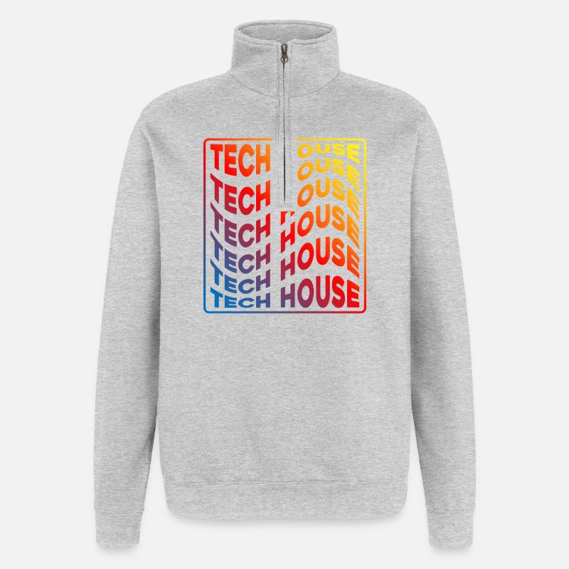 Tech House Neon Gradient Repeats - Quarter-Zip Sweatshirt - heather grey