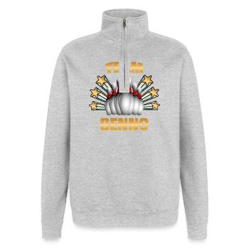 Bowling Benno - Quarter-Zip-Sweatshirt - Grau meliert - Vorne - AI Model Female 172 light (172cm) & AI Model Male 178 dark (178cm)