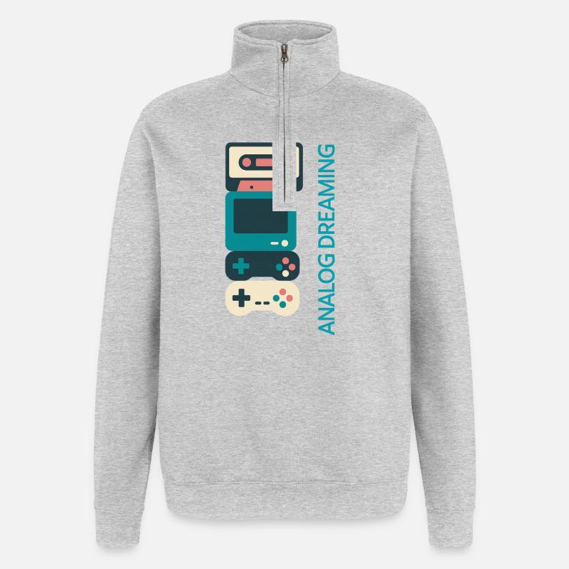 Analog Dreaming Konsolenstapel - Quarter-Zip-Sweatshirt - Grau meliert