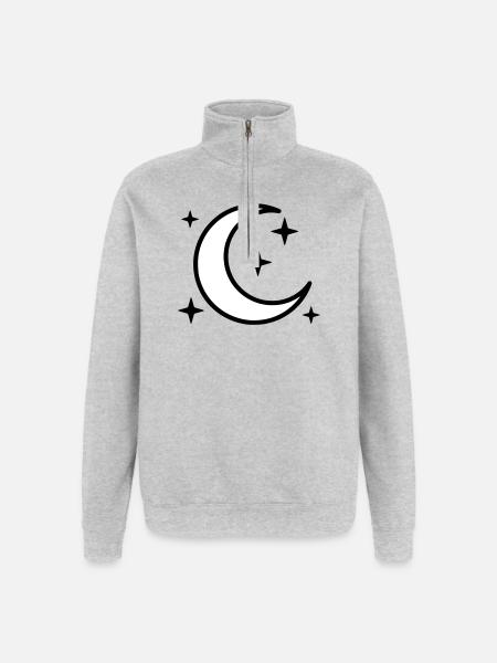 Crescent Moon & Stars | Magic Night - Quarter-Zip Sweatshirt - heather grey