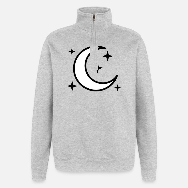 Crescent Moon & Stars | Magic Night - Quarter-Zip Sweatshirt - heather grey