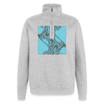 Zebra Pattern Cyan - Quarter-Zip Sweatshirt - heather grey - Front - AI Model Female 172 light (172cm) & AI Model Male 178 dark (178cm)