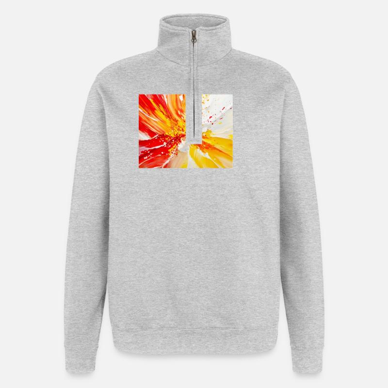 Blüte in Öl - Quarter-Zip-Sweatshirt - Grau meliert