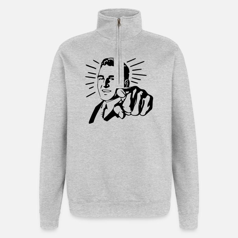 Pointing Man - Quarter-Zip Sweatshirt - heather grey