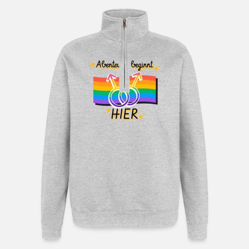 Vernetzte Pride Geschlechtsymbole - Quarter-Zip-Sweatshirt - Grau meliert