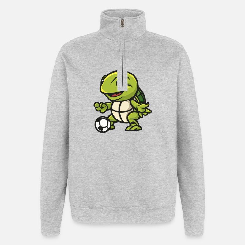 Kicker Schildkröte Fußballheld - Quarter-Zip-Sweatshirt - Grau meliert