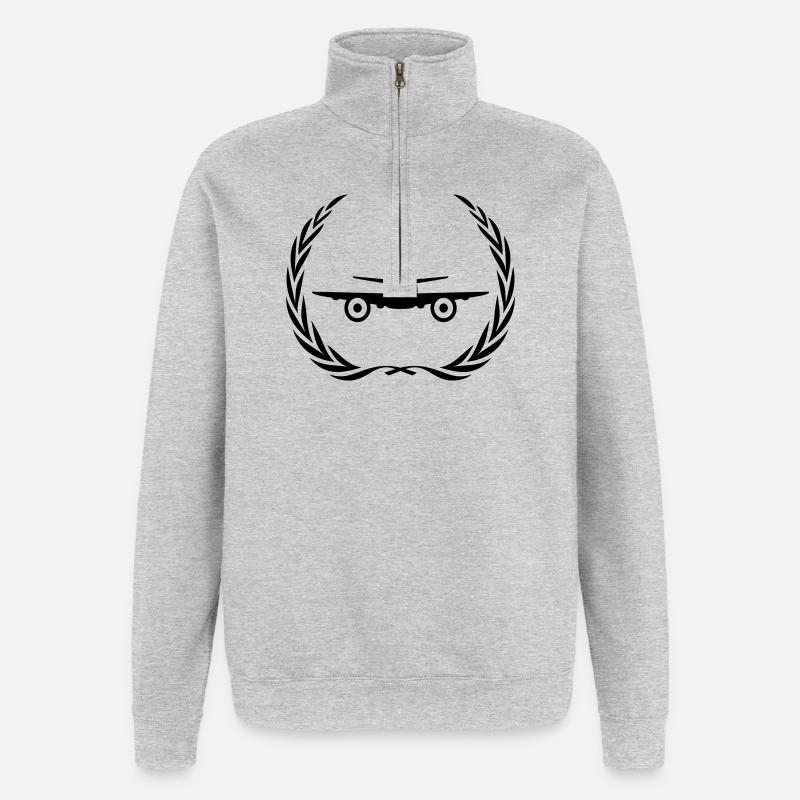 Couronne de symbole d’avion - Sweat à zip 1/4 - gris chiné