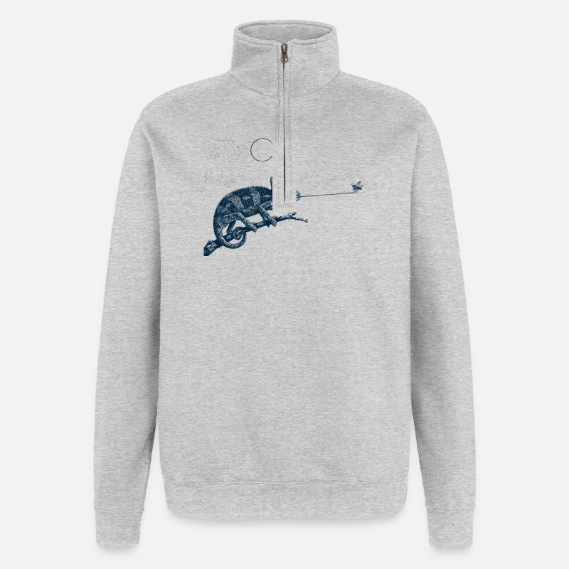 Caméléon gobemouche - Sweat à zip 1/4 - gris chiné