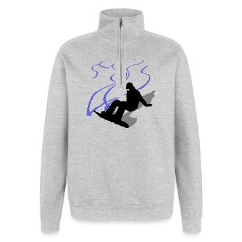 Snowboard - Quarter-Zip-Sweatshirt - Grau meliert - Vorne - AI Model Female 172 light (172cm) & AI Model Male 178 dark (178cm)