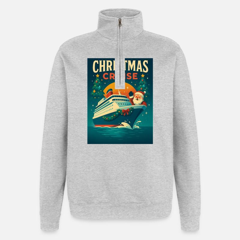 Weihnachtskreuzfahrt - Quarter-Zip-Sweatshirt - Grau meliert