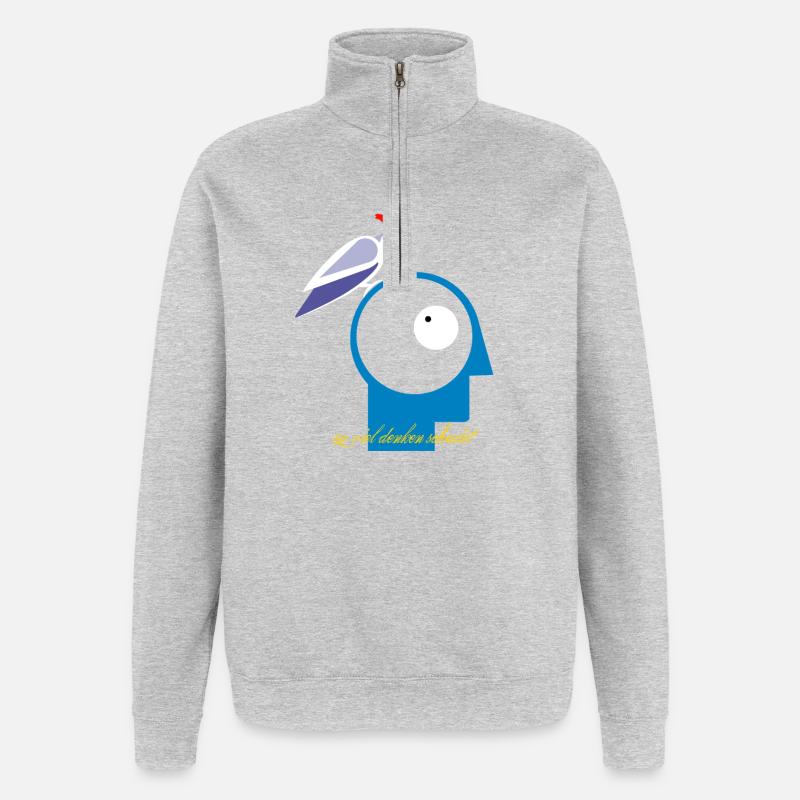 Trop réfléchir est nuisible - Sweat à zip 1/4 - gris chiné