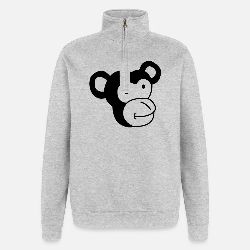 Niedlicher Affe – Dschungel & Tierfreund Design - Quarter-Zip-Sweatshirt - Grau meliert