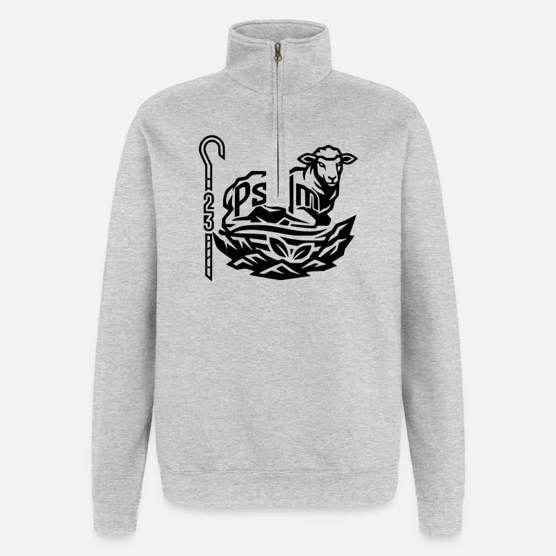 Psalm23 - Quarter-Zip-Sweatshirt - Grau meliert
