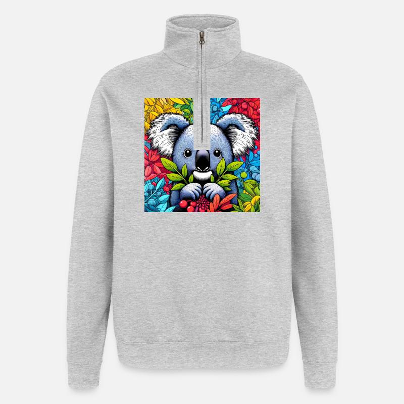 Koala - Sweat à zip 1/4 - gris chiné