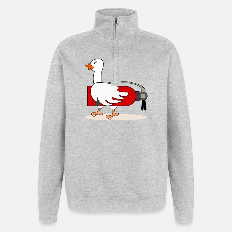 Fire extinguisher goose fire brigade - Quarter-Zip Sweatshirt - heather grey