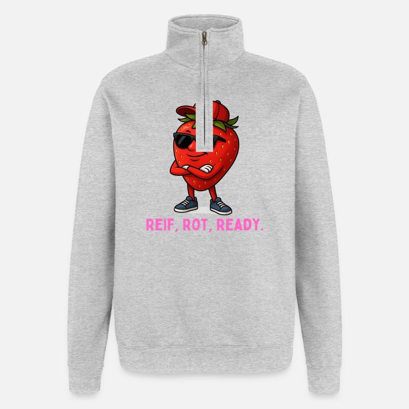 Reif Rot Ready Erdbeere-Maskottchen - Quarter-Zip-Sweatshirt - Grau meliert