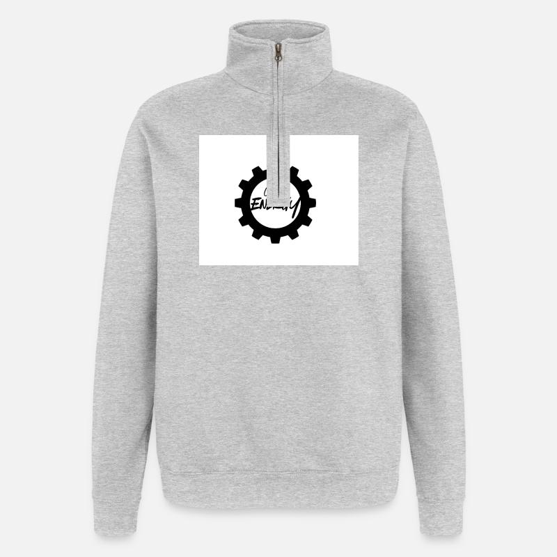 Große Energie Gear Muster - Quarter-Zip-Sweatshirt - Grau meliert