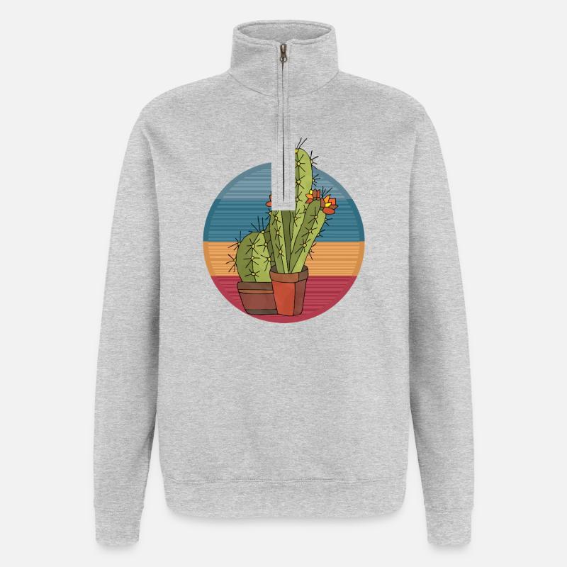 Fleur - Sweat à zip 1/4 - gris chiné