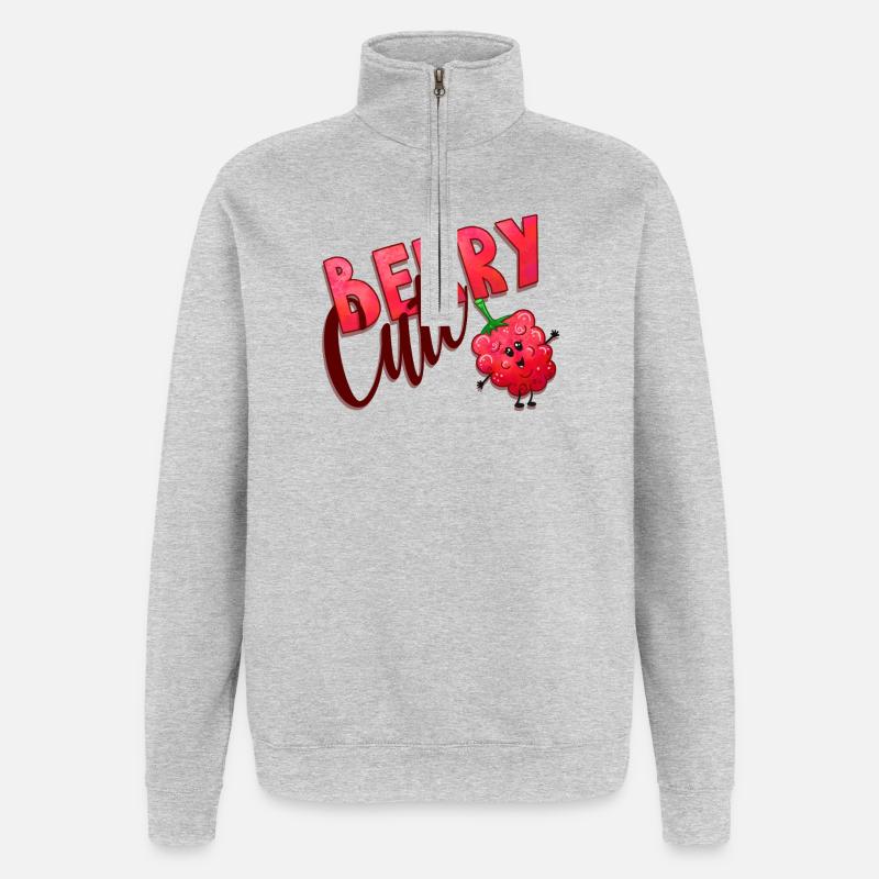 Berry Cute Raspberry - Quarter-Zip Sweatshirt - heather grey
