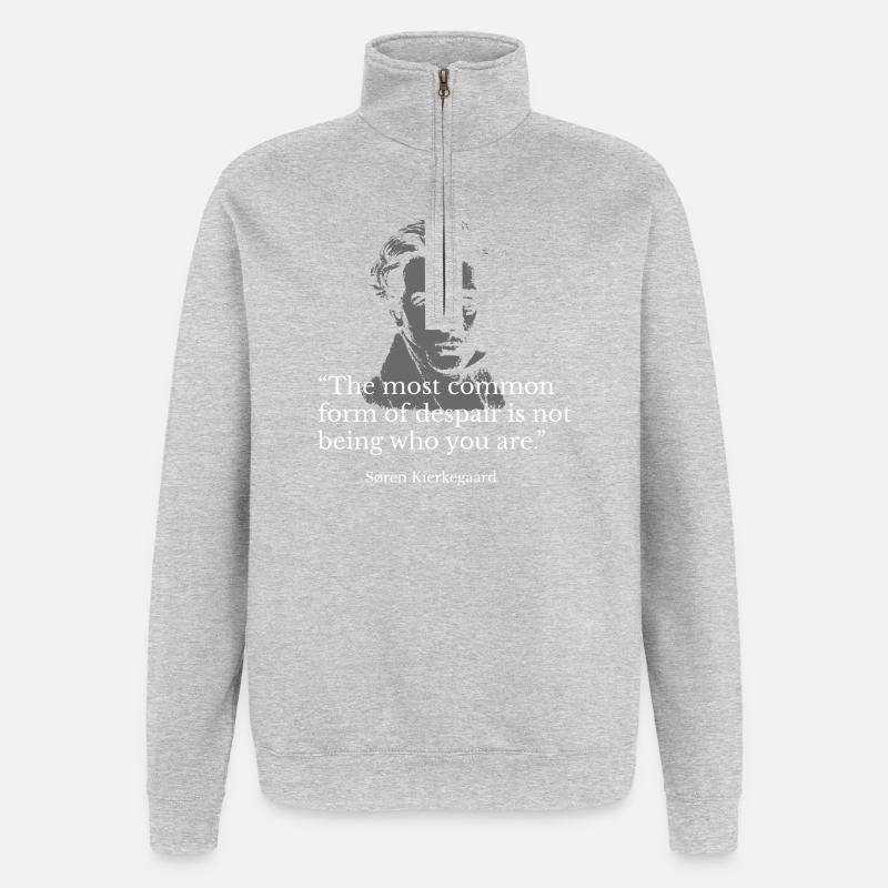 Soyez vous-même Kierkegaard Citation Portrait - Sweat à zip 1/4 - gris chiné