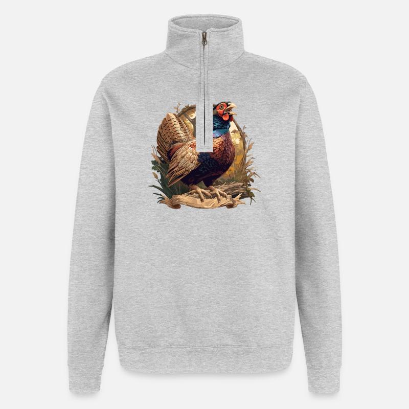 Faisans Faisan - Sweat à zip 1/4 - gris chiné