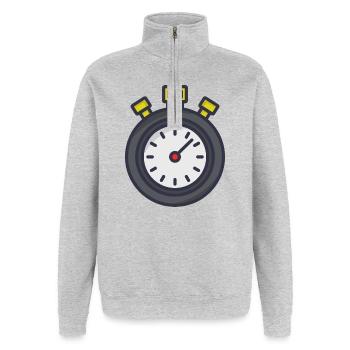 Stoppuhr - Quarter-Zip-Sweatshirt - Grau meliert - Vorne - AI Model Female 172 light (172cm) & AI Model Male 178 dark (178cm)