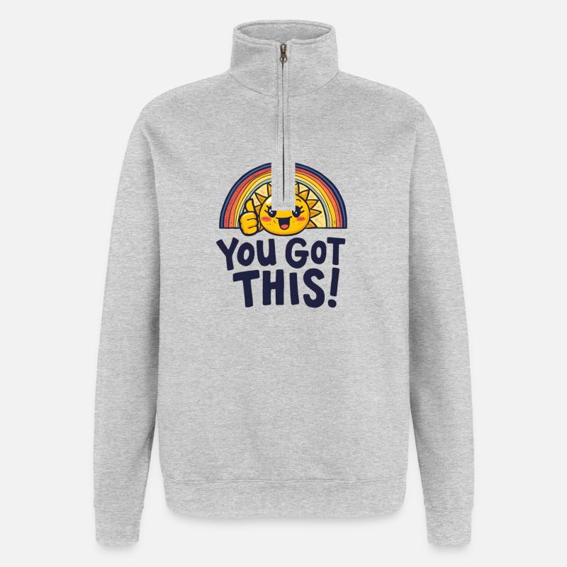 Sunshine Boost, du schaffst das. - Quarter-Zip-Sweatshirt - Grau meliert