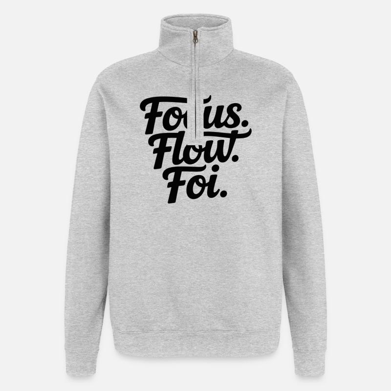 Focus Flow Fly Script - Sweat à zip 1/4 - gris chiné