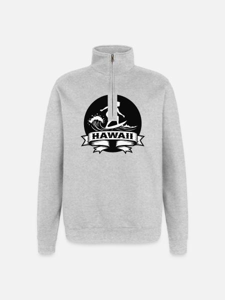 Surfer Hawaii Wave Banner - Quarter-Zip Sweatshirt - heather grey