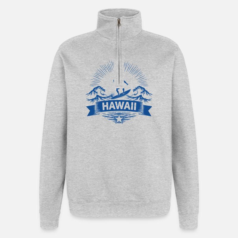 Hawaii Surfer Surfer on Pacific Wave - Quarter-Zip Sweatshirt - heather grey