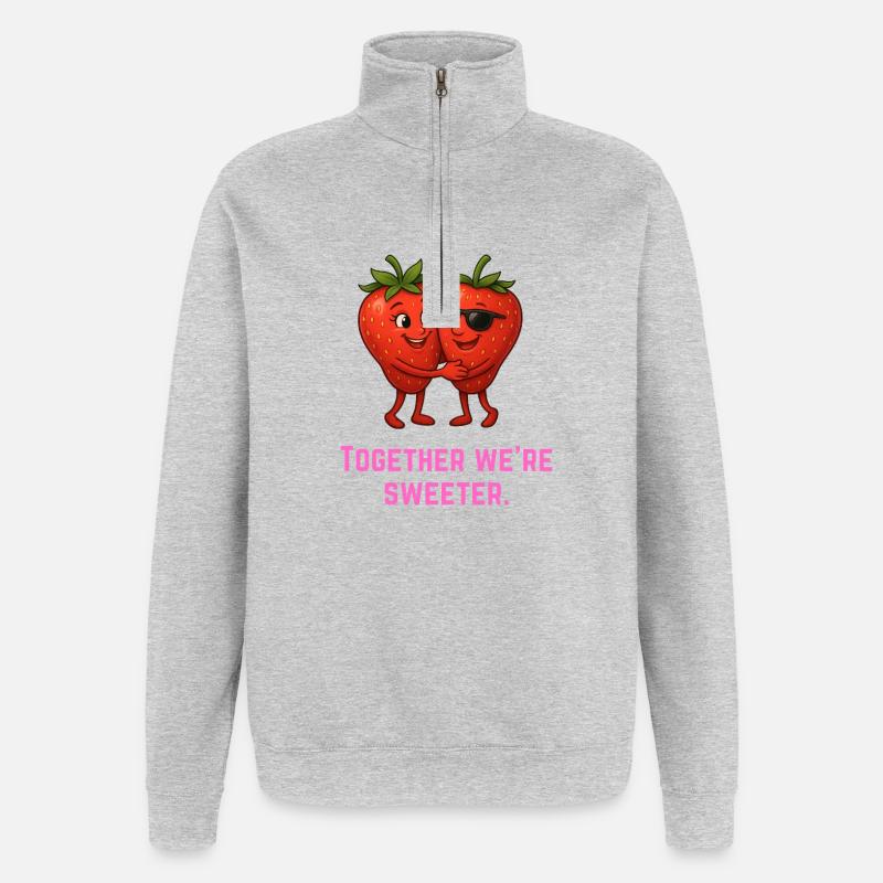 Together we are sweeter - Erdbeeren süß - Quarter-Zip Sweatshirt - heather grey