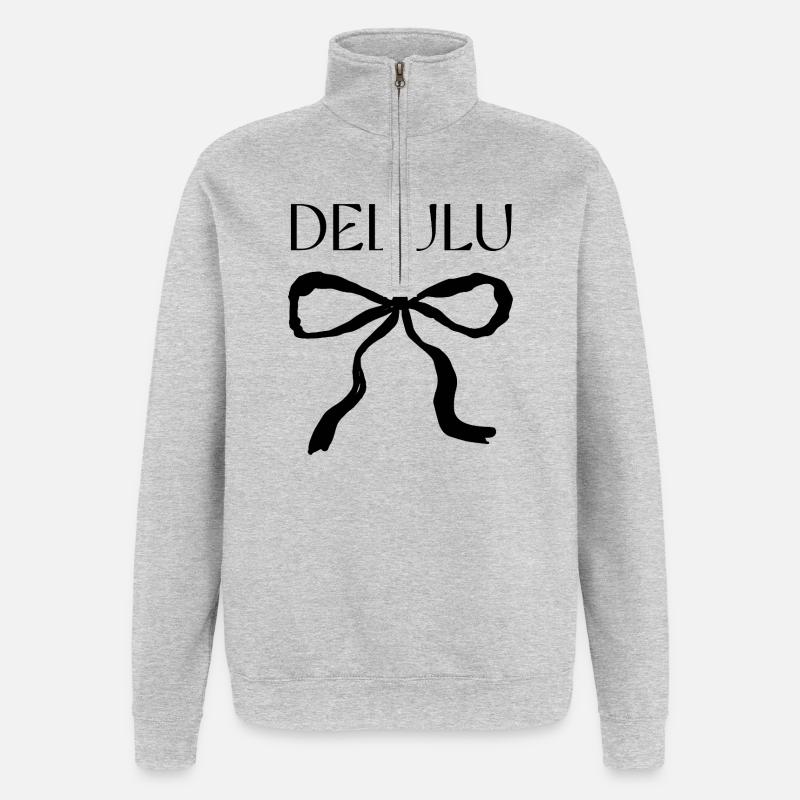 Déclaration Delulu avec révérence - Sweat à zip 1/4 - gris chiné