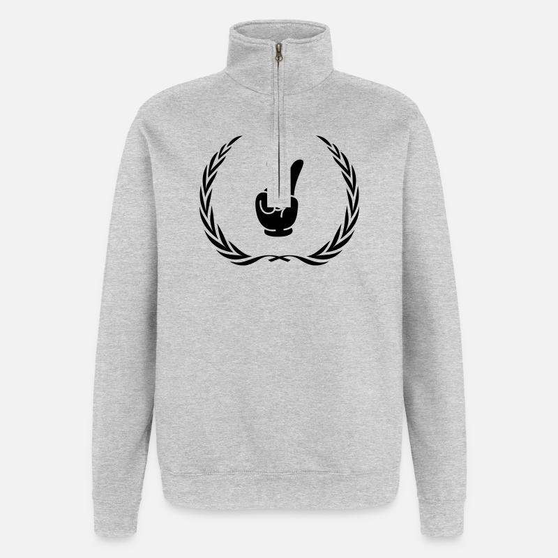 Couronne de bande dessinée Peace Hand - Sweat à zip 1/4 - gris chiné
