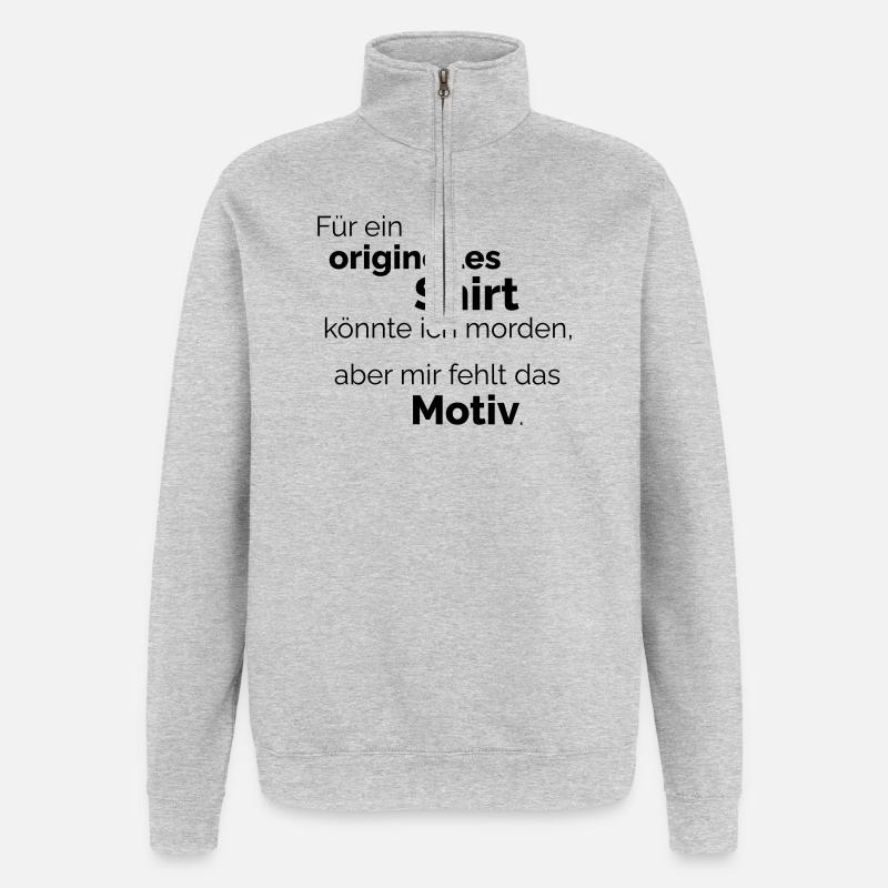Motiv - Quarter-Zip-Sweatshirt - Grau meliert