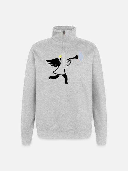Engel mit Trompete - Quarter-Zip-Sweatshirt - Grau meliert