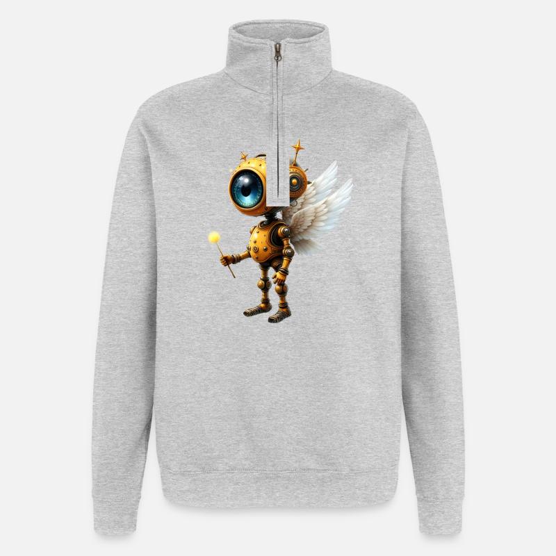 Steampunk Winged Robot - Quarter-Zip Sweatshirt - heather grey
