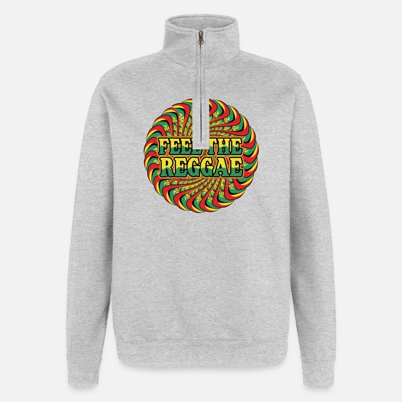 Ressentez le cercle psychédélique reggae - Sweat à zip 1/4 - gris chiné