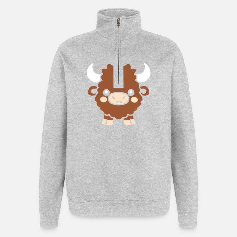Bison - Sweat à zip 1/4 - gris chiné