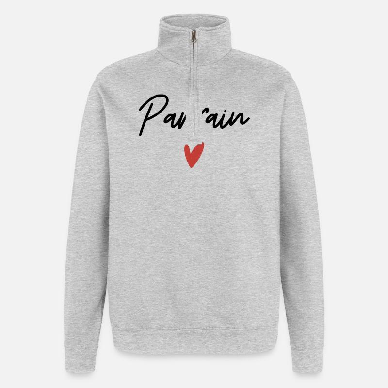 Pate Herz Geschenkidee - Quarter-Zip-Sweatshirt - Grau meliert