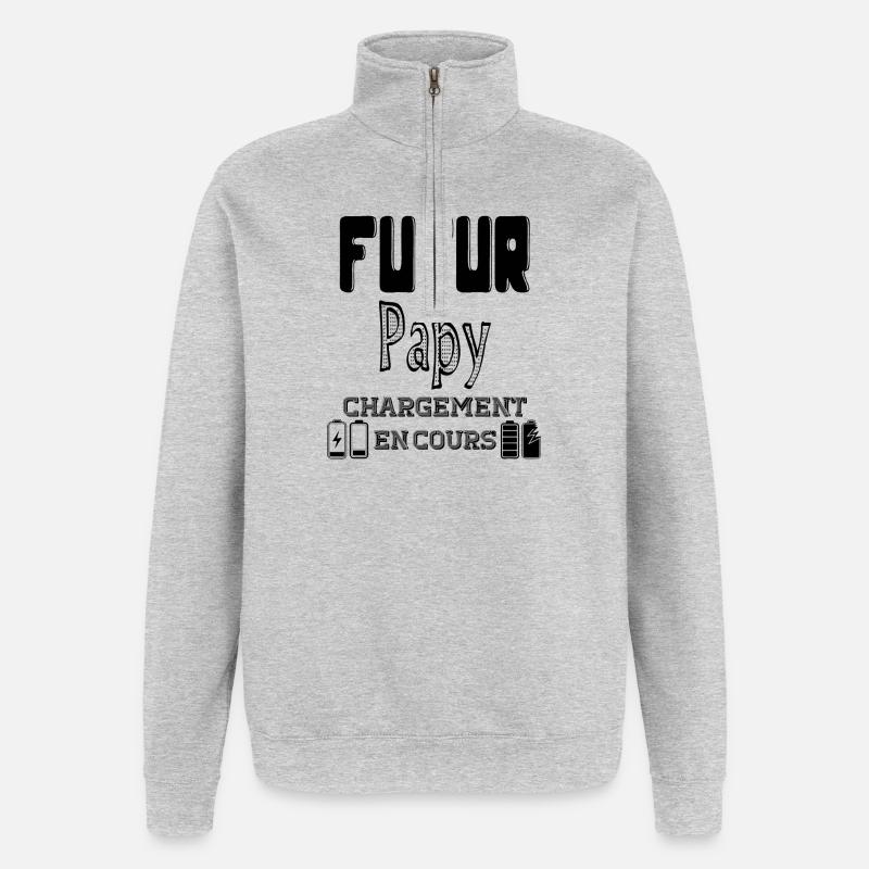 Futur Papy Chargement En Cours - Sweat à zip 1/4 - gris chiné