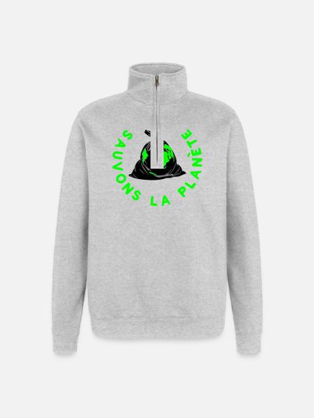 Save the planet - Quarter-Zip Sweatshirt - heather grey