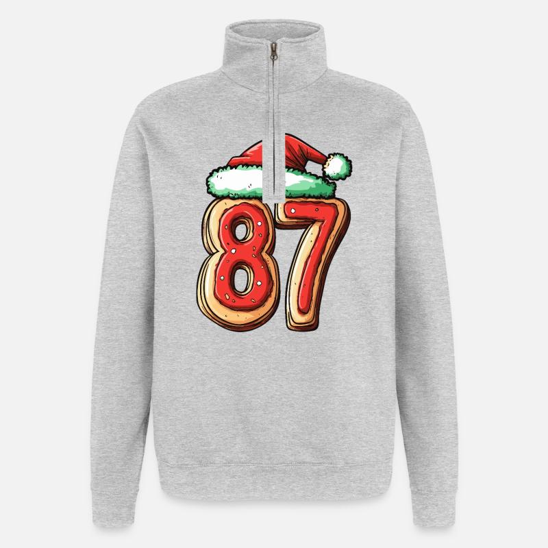 Biscuit de Noël à 87 chiffres - Sweat à zip 1/4 - gris chiné