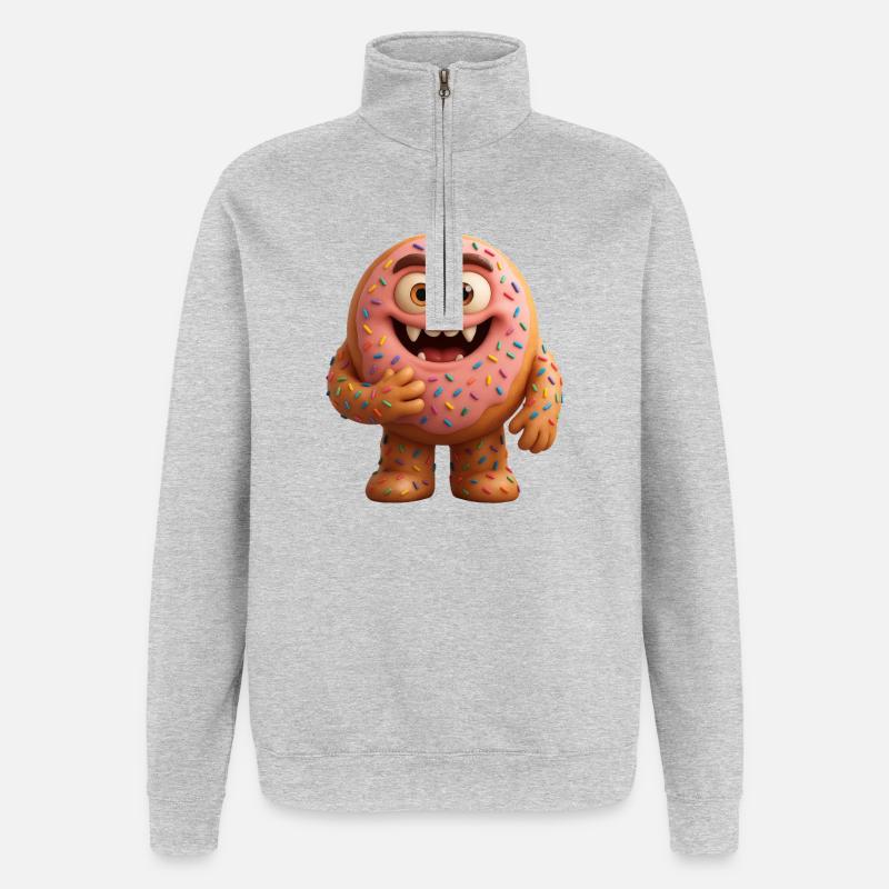 Beignet - Sweat à zip 1/4 - gris chiné