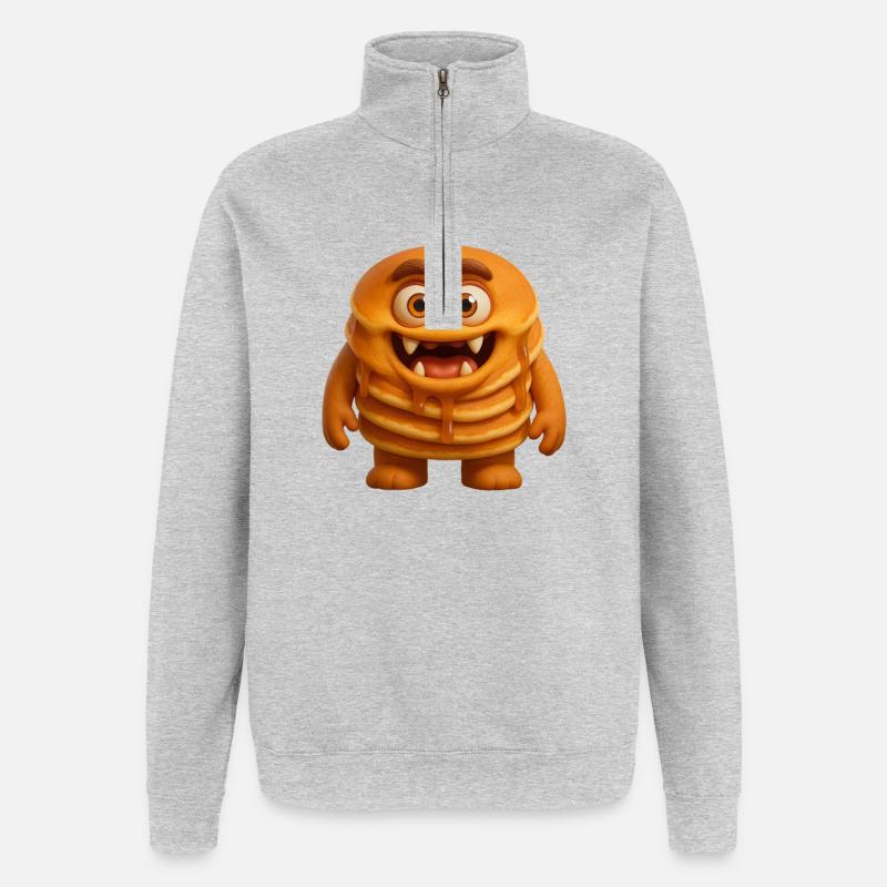 Pfannkuchen Eierkuchen - Quarter-Zip-Sweatshirt - Grau meliert