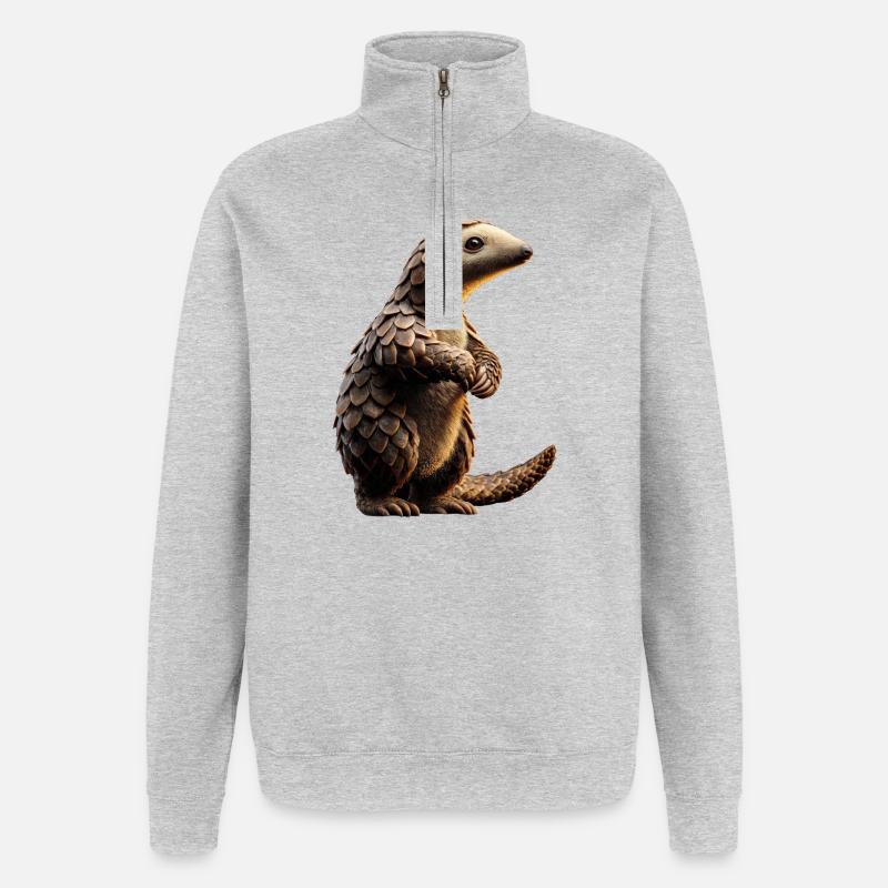 Pangolin Pangolin Pine Cone Pangolins - Quarter-Zip Sweatshirt - heather grey
