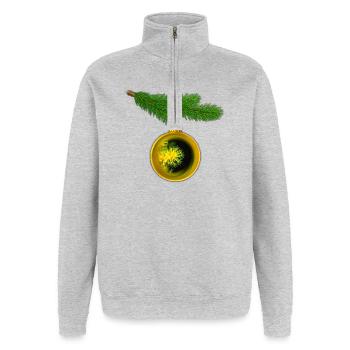 Boule de Noël avec des anémones crustacées sur une branche de sapin - Sweat à zip 1/4 - gris chiné - Devant - AI Model Female 172 light (172cm) & AI Model Male 178 dark (178cm)