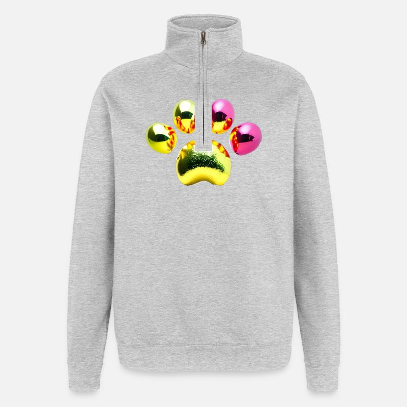 Glitzernde Metallic-Kugeln - Quarter-Zip-Sweatshirt - Grau meliert